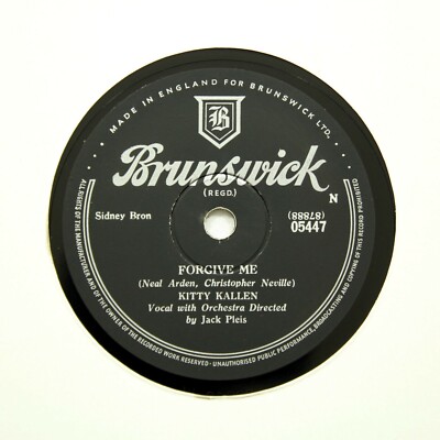 KITTY KALLEN ''Forgive Me / Lonely'' (EE+) BRUNSWICK 05447 [78 RPM]