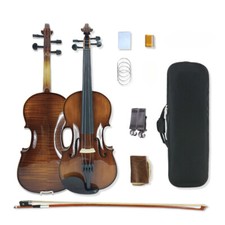 4/4 Full Size Violin Flame Maple Spruce wood Ebony Violin Fittings with Case Bow