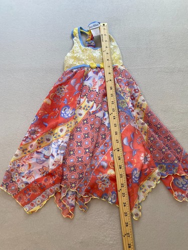 Jona Michelle Dress Girls Size 5 Multicolor Floral Fit & Flare Lace Bow Pleated - Picture 6 of 8