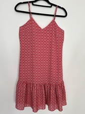 J Crew Womens Spaghetti Ruffle Dress Size 4 Color Red/Multi NWT