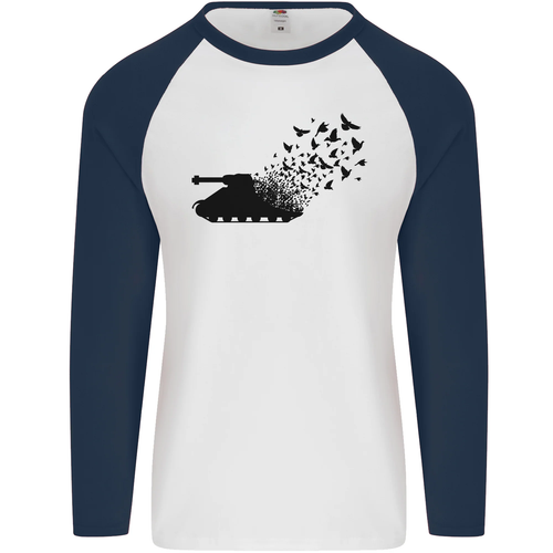Banksy Style Tank and Doves Peace Mens L/S Baseball T-Shirt - Picture 28 of 29