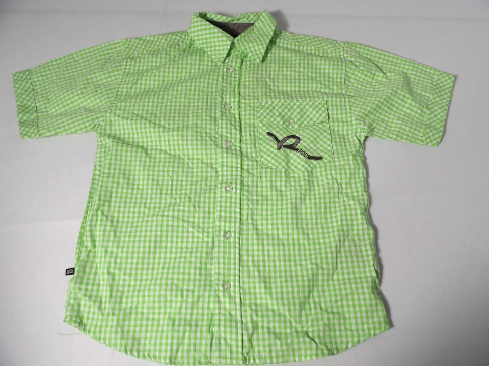 Camisa Roca Wear Niños Jóvenes Nueva Verde Blanca A Cuadros Talla Pequeña 8 Cuello Hip Hop Foto 2 de 4