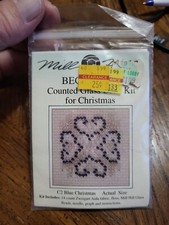 Mill Hill C2 Blue Christmas Beginner's Counted Glass Bead Kit For Christmas NEW