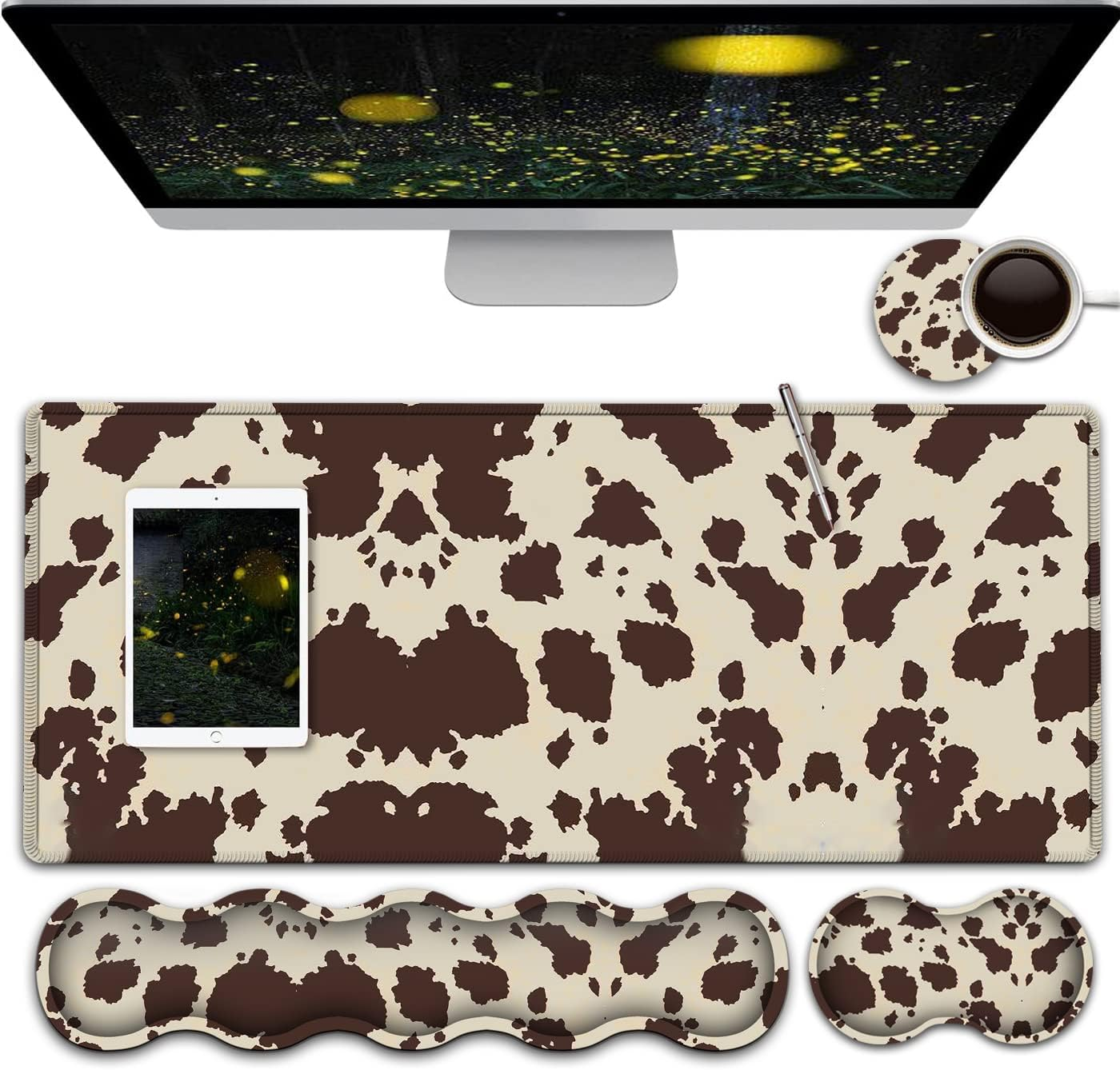 Ergonomic Keyboard Mouse Pad Wrist Rest Support Set, Extended Gaming Mouse Pad,