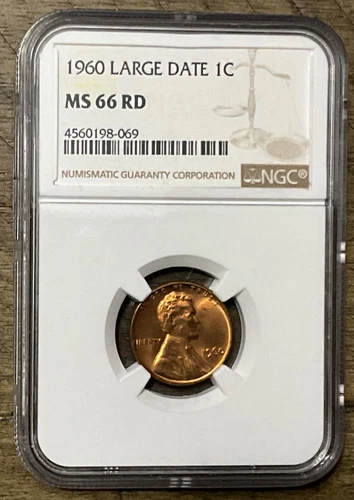 1960 1C RD Large Date Lincoln Memorial One Cent NGC MS66RD 45600198-069