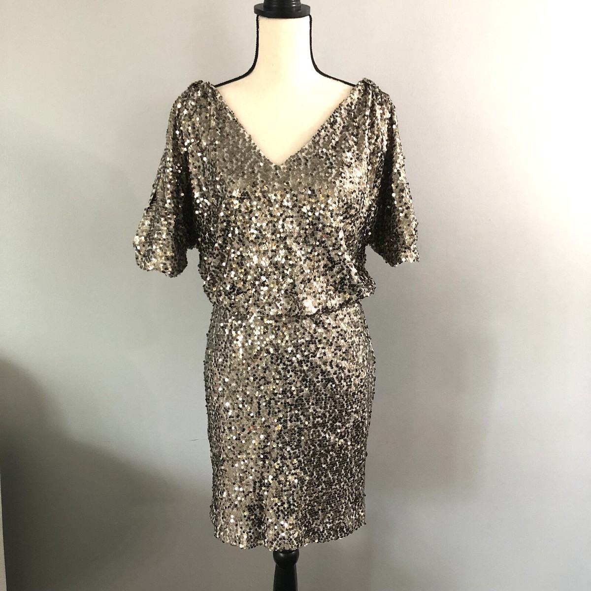 open lace back dress Axel Sequin Mini Dress Gold