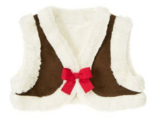   GYMBOREE girl brown crop vest bolero shrug cardigan M 8 10 suede bow
