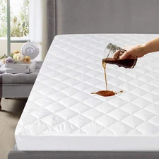 Waterproof Quilted Mattress Cover Pad Protector All Sizes Absorbent Topper
