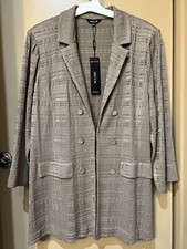 Nwt Misook Plus Size 2x Knit Jacket Blazer In Taupe New