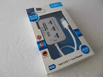 Universal Portable 3.0/3.1 Memory Card Reader + 3 Port USB Hub