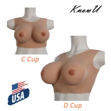 US Stock Silicone Breast Forms Crossdresser Breastplates Fake Boobs For Cosplay