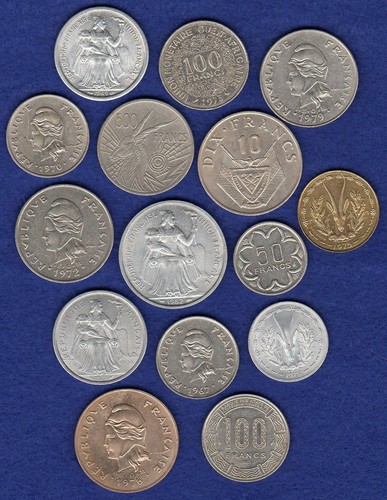 French Colonies, 15x Coins, 1950's-1970's, Mostly Nice Grades (Ref. t3606) - Picture 2 of 2