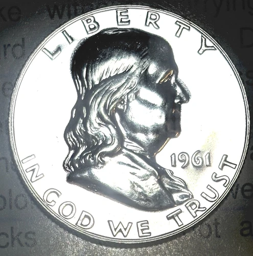 * 1961-P * FRANKLIN PROOF HALF DOLLAR Blazing Mirrors, Seamless Fields