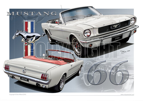 1966 Mustang Convertible Print - 1966 Ford Mustang Drawing ( 20 Colours ) - Picture 23 of 24
