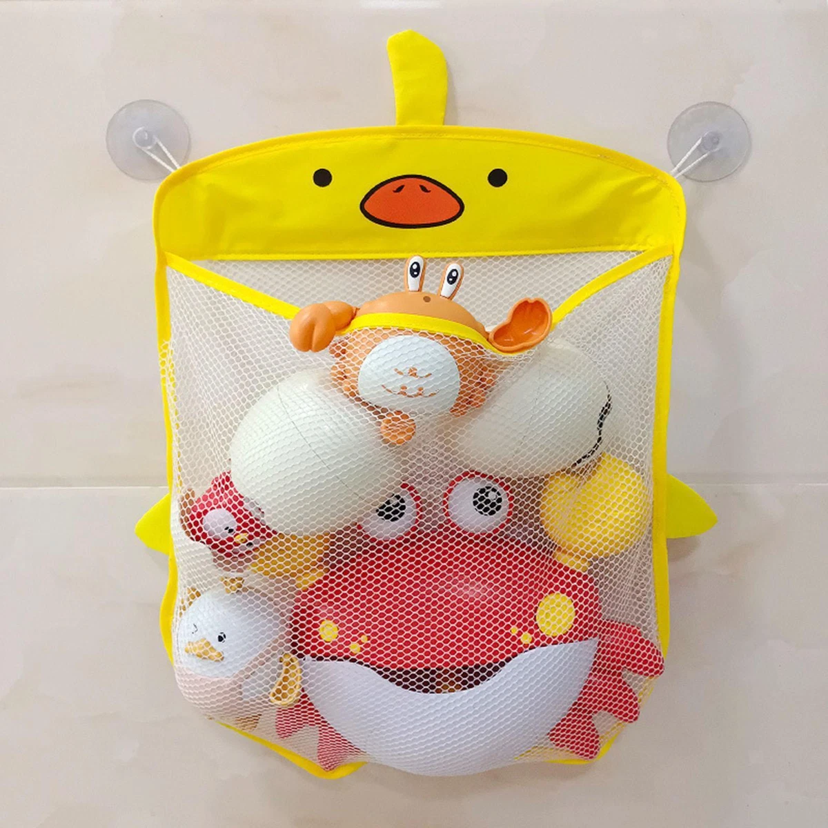 Toy Storage Mesh Bag Shower Caddy Net Bag Organizer Duck Shape for Baby Kids