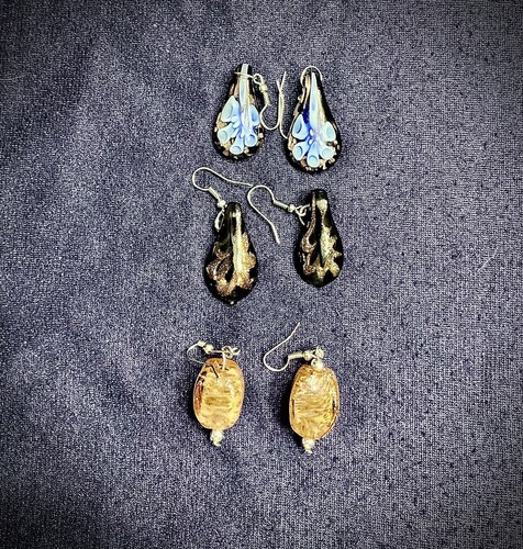 Beautiful Vintage Slumped Glass Loop Earrings 