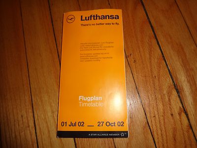 Lufthansa Timetable 01 July 2002 to 27 October 2002