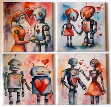 Robots in Love FRIDGE MAGNET Set