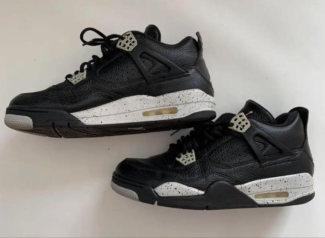 Air Jordan 4 Black Sneakers Shoes Leather Size : Men's US10 / JP28