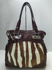 B. Makowsky Brown Leather Hairs Calf Stripes ...