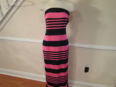 2b bebe maxi dress hot pink/black maxi cut out back small new #92 #287