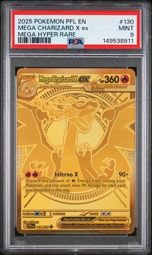 2025 POKEMON PFL EN-PHANTASMAL FLAMES MEGA HYPER RARE MEGA CHARIZARD X EX PSA 9