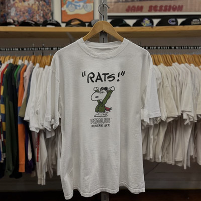 Rare Peanuts Flying Ace Rats! Classic T-Shirt White S