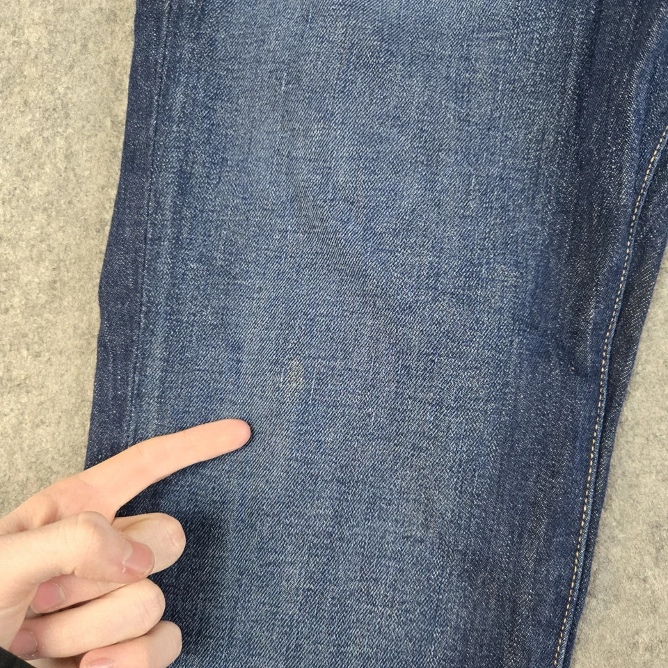 Levis 511 牛仔裤男式 34x32 蓝色牛仔白色橡木锥形牛仔褪色胡须 — 第 3/4 张图片