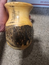Vtg Burl Wood Vase 5.5 Inches In Length