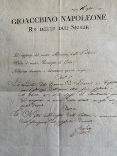 EXCEPTIONNEL DECRET SIGNE MARECHAL MURAT ROI DE NAPLES 1811 (NAPOLEON EMPIRE)