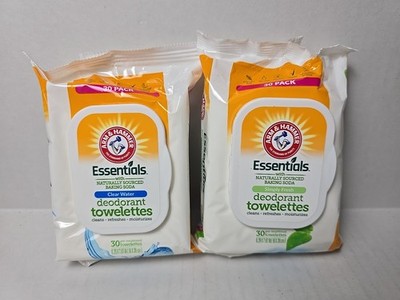 Arm & Hammer Deodorant Wipes Towelettes Lot of 2 (30ct) Simply Fresh Scent 60ct