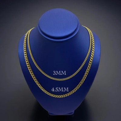 10KT 3/4.5MM Hollow/Semi Miami Cuban Necklace, (16''-26'')
