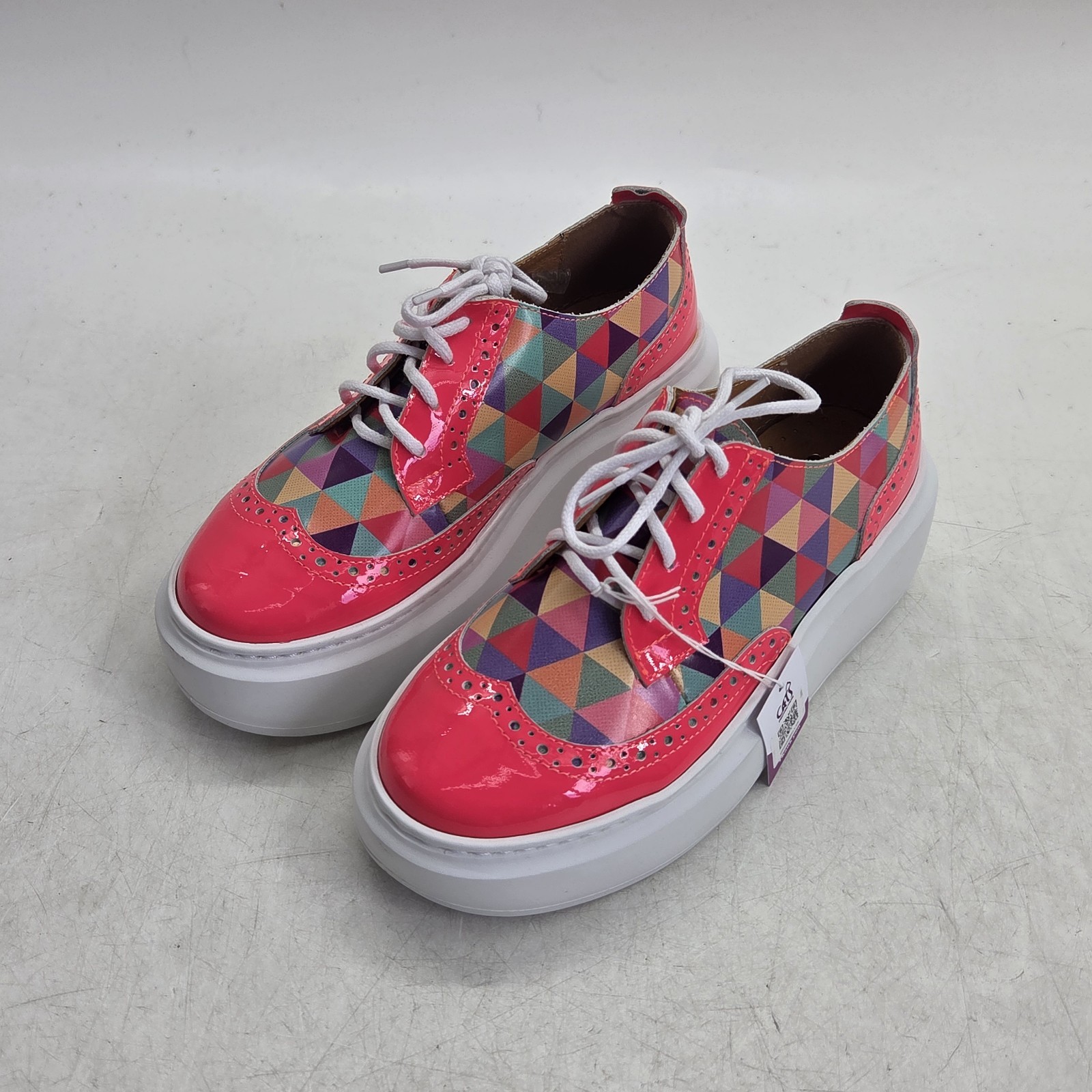Embassy London Womens Trainers Abba Artist Leather Triangle Pattern UK 3 EU 36