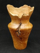 Wood Turned 5.75" Natural Edge Maple Burl Vase, Artist Signed and Dated