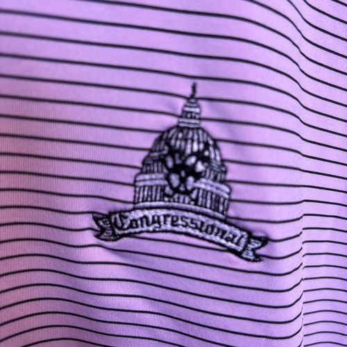 Donald Ross Golf Polo Shirt Men’s Large Lilac Striped Congressional Country Club - Picture 4 of 15