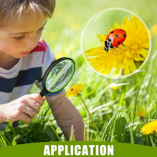2 Pack 75mm 10X Handheld Magnifying Glass,Rubber Reading Magnifier for Kids S... - Picture 4 of 6