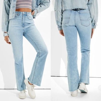 AMERICAN EAGLE Jeans Womens Highest Rise 90s Flare Raw Hem Leg 