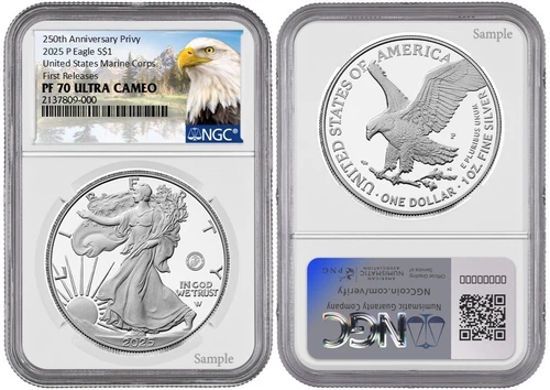 Pre 2025 P Silver Eagle S$1 U.S Marine Corps NGC PF70 UC First Releases #1843