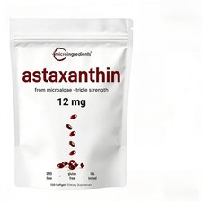 Micro Ingredients Astaxanthin 12mg Softgels Natural Tanning, Easy to Swallow