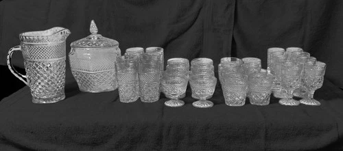 Vintage Anchor Hocking Wexford pattern glassware set of 34