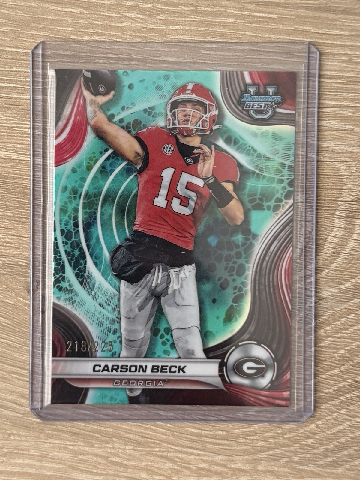 2024 Bowman Best University CARSON BECK Aqua Refractor /225 #4 Georgia
