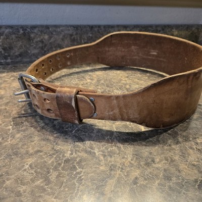 VTG Altus Leather Weight Power Lifting Belt 6  Large (34-42) 2 Prong Buckle
