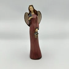 Tii Collections Resin Angel Figurine Bird and Bird House 7” Spiritual Memorial