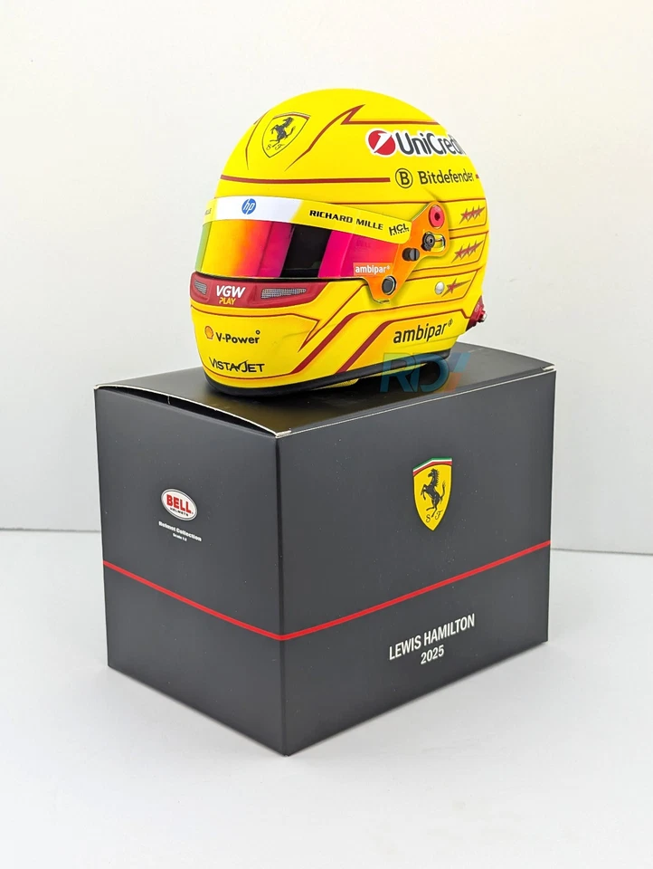 2025 Lewis Hamilton Mini Helmet - 1:2 Scale Bell Ferrari F1 Helmet - 4100414 - Image 4 of 4