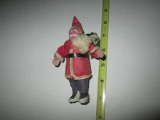 Vintage Glass ornament , fabric? santa , wind up santa tricycle , barnacle bill