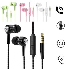 3.5mm Wired Earphones with Mic Stereo Bass Headphones In Ear Headset Control New