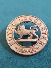 KINGS OWN ROYAL LANCASTER REGIMENT HELMET PLATE CENTER BADGE 4 LOOPS ORIGINAL
