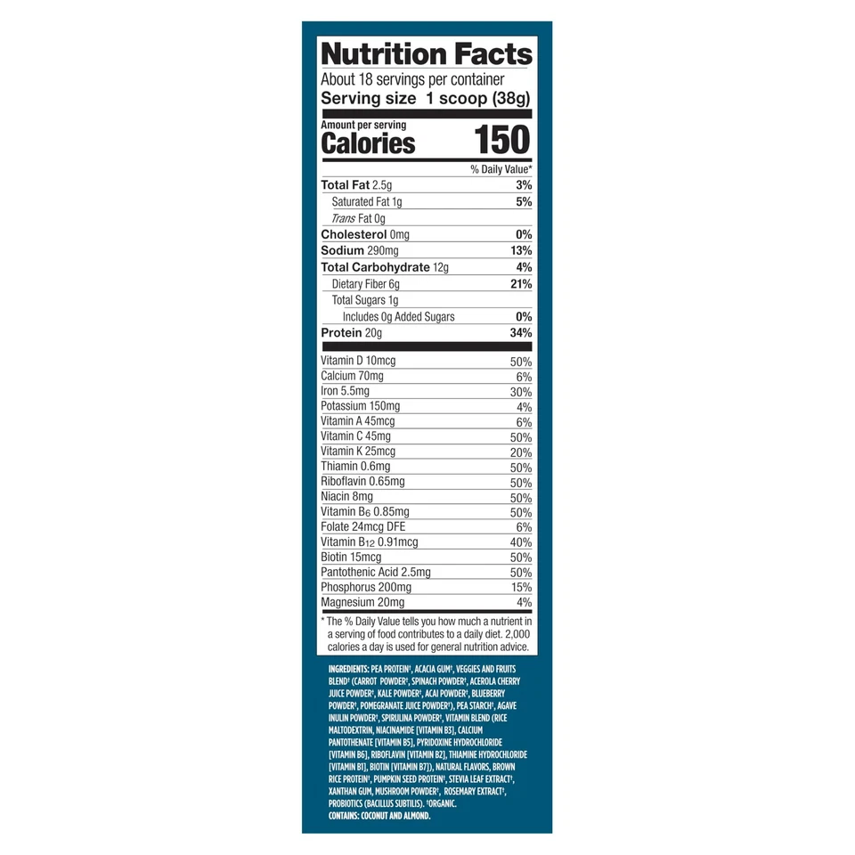 Vega Orgánico Todo en Uno Suplemento de Proteína Vegana Polvo Comida Batido de Reemplazo Foto 4 de 4