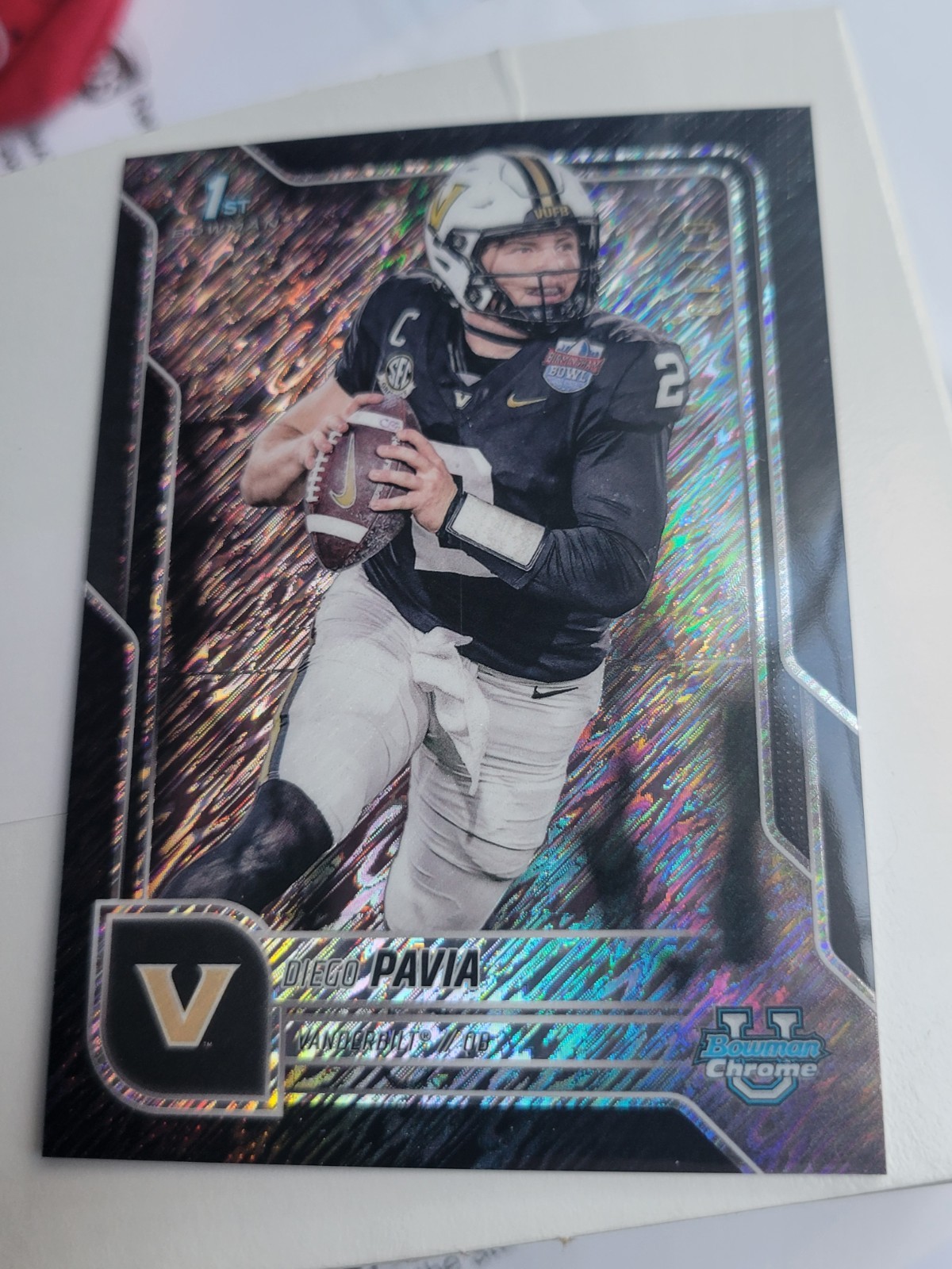 DIEGO PAVIA 2025 Bowman Chrome University BLACK SHIMMER 1/10 #190 Vandy QB