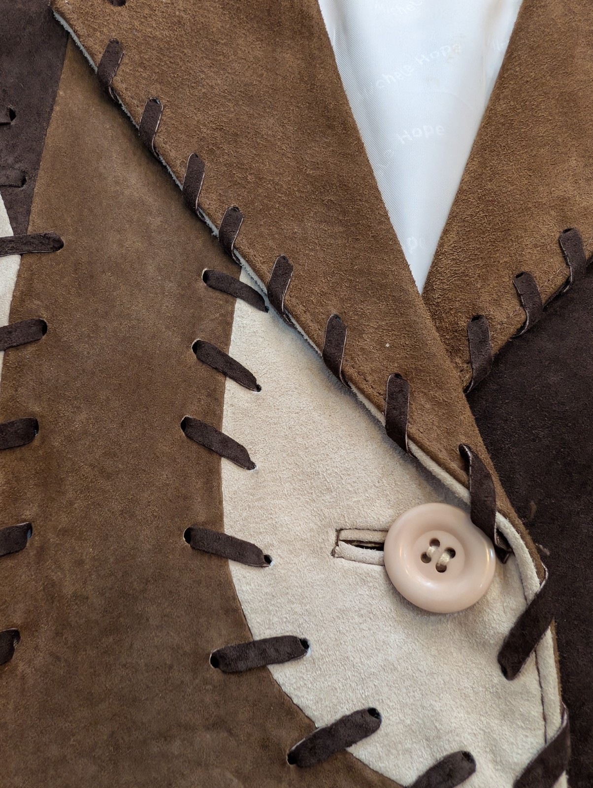 REAL SUEDE Patchwork Woman's  Jacket Size Small -… - image 6